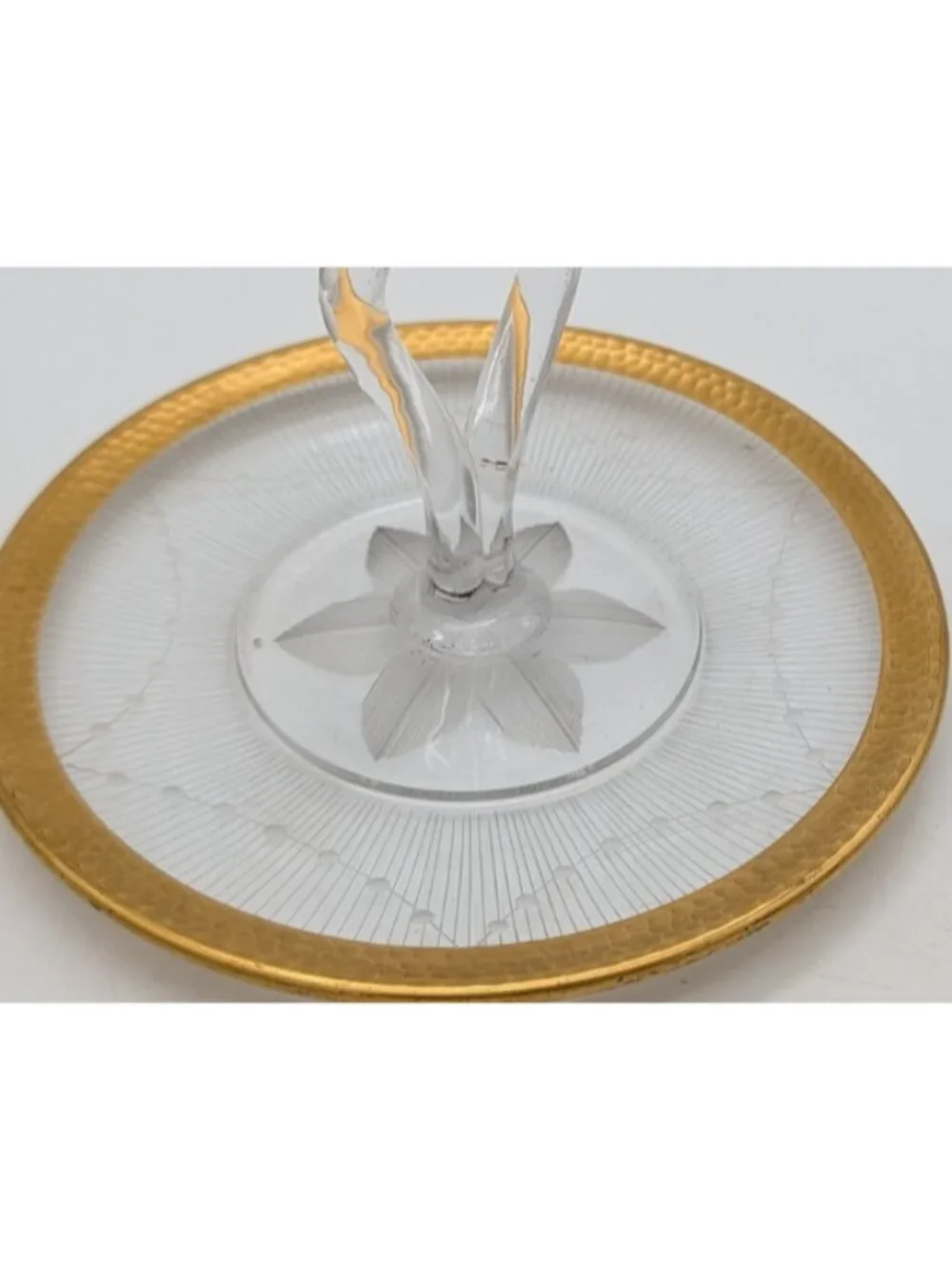 Elegant Vintage Gold Encrusted Rim Center Handled Sandwich Tid bit Tray